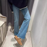 Fongt Jeans Women's Spring And Summer 2025 New High-Rise Thin Small Pear-Shaped Body Elastic Broad Leggings