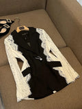 STREET 2023 Newest Fashion Designer Jacket Women's Stylish Color Block Lace Patchwork