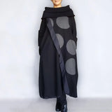 Casual Dress Vintage Dot Print Patchwork Winter Jumper Dress Loose Pullover VONDA Women Sweatshirt