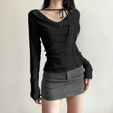 2024 Winter New Women's Solid Color Slimming Fashion Sexy V-Neck Long Sleeve Strap