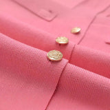 Style French Round Collar Single-Breasted Button Design Feeling Slim Hip Knitted Dress Women 3471011-Outfit