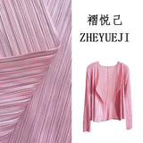 Fongt Folds Early Autumn Thin Four-Color Cardigan Niche Daily Short Coat Simple Folding Sleeve Coat Woman
