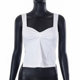 Square Collar Tank Women Slim Split Crop Tops Chic Backless Sleeveless Casual Camis Summer 2023 Y2K Double Layer-Outfit