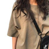 Fongt Summer Dress New Korean Embroidered Short-Sleeved T-Shirt Women's T-Shirt Ins Tide Loose Plus Size Student Half Sleeve