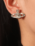 Rhinestone Planet Design Earring-Outfit