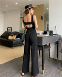 SummerJumpsuit Black High Quality Jumpsuit Womens Sexy backless Jumpsuits Rompers Casual Overalls Strap Solid