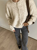 Fongt White With Soft Knitted Cardigan Female Retro Buckle Gray Wool Sweater Coat In Wind