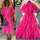 Fongt Lantern Sleeve Strap With Waist Single Buckle Dress + Inside The Sling Dress Suit