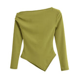 Fongt New Asymmetrical Elastic Repair Fashion Blouse 3644328
