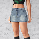 Fongt Summer New Cowboy Short Skirt Women Retro Elastic Tight Body Bag Hip Skirt