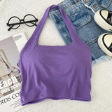 Camisole With Build-in Bras Girls Padded Tank Crop Top Summer Chic Women Soft Stretchy Cami Sleeveless Tees-Outfit