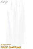Women Half Slip Underskirt Summer Fall y2k Clothes Solid Color Elastic Waist Inner Lining Midi Skirt Long Underskirt for