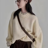 Fongt And Winter Lazy Style Retro Round Collar Collar Loose Horse Hair Pure Color Wear Inside And Thicken Sweater Female Tide