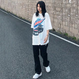 Classic Retro Racing Car Printing T Shirts Men Women Oversized T Shirt Cool Streetwear Couples Summer Tee Y2K Tops