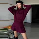 Fongt Solid Color Round Collar Loose Blouse Simple Dress Set In Autumn 2025