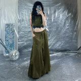 Fongt Retro Lace Splicing High-Waisted Slim-Skin Dress Woman 2025 Summer Babes INS New A Skirt