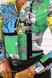 Women Elegant Floral Print Blouse Shirt 2023 Autumn New Casual Long Sleeve Button Tops Lady Sexy Bandage Turn-Down Collar