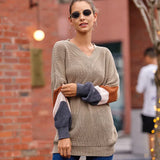 Fongt New Sweater Women Autumn And Winter Explosion Chicken Heart V Neck Lantern Sleeve Striped Knitted Shirt