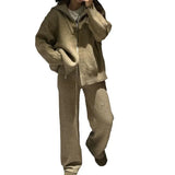 Fongt 2025 New Women's Languiled Collar Knitted Trousers Two-Set