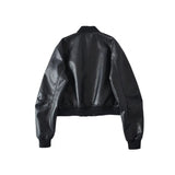 Fongt New Women's Retro Locomotive Leather Loose Casual Imitation Leather Bomber Jacket Jacket
