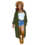 Fongt New Women's Pure Color Casual Sweater Cardigan Long Coat-Outfit