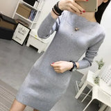 Autumn Winter Women Sweater Dress Warm Pullovers Sweater Elastic Slim Knitted Dress Bottoming Sexy Women Mini Dresses