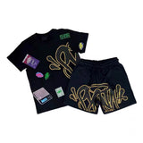 Hip Hop Men's And Women's Alphabet Printed Loose Short-Sleeved Blouse Men's Summer Trend Card Leisure Sports-Outfit