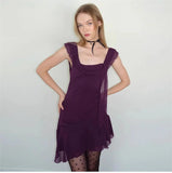 Chiffon Tie-Up Strap Mini Dress-Outfit