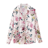 Fongt Women's Long-Sleeved Loose Casual Silk-Sense Tidly Shirt 4584