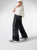 Fongt Industry Embroidered Jeans Men's Spring And Summer Trend Hop Hop Trousers Hip-Hop Loose Broad-Legged Trousers