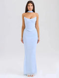 Corset Top With Long Scarves And Body-con Midi Skirt Set-Outfit