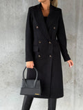 Fongt Women's Spring 2025 Coat Hair, Coat Solid Long Sleeve Double Buckle Bag Temperament Elegant