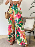 Fongt Hot New Print Leisure Printing Wide Legs Fashion Beach Women's Pants