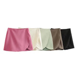 New Solid Color Fashion Style Short Style Four-Sided Bouncy Skirt Pants-Outfit