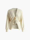 Fongt Color V-Neck Long Sleeve Open Shirt 2025 Spring And Autumn Temperament V Collar A Buckle Long Sleeve Waist Top