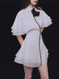 Fongt Temperament Lotus Leafy Skirt In Autumn 2025 New Collar Three-Dimensional Flowers Slimming Dress Women's