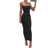 Fongt Women's Ins Sexy Sling Temperament Sling Dress Open Back Slim Dress Female