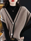 Knitted Vest Cardigan Women Elegant V-neck Sleeveless Sweater Tops Casual Knitwear Chaleco Coats New Malhas