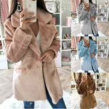 Style 2023 Autumn And Winter Woolen Coat Women's Medium-Long Solid Color Loose Plush Coat Imitation Fur Coat-Outfit