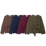 Fongt Women's Clothing Explosion With Belt Knitted Short Coat Coat