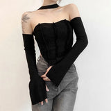 Autumn New Women's Clothing Pure Color Body Open-Caught Umbilly Fashion Irregular Hanging Neck Small Vest