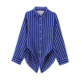 Fongt Homemade New Women's Seam Bat Sleeve Striped Shirt 3067105