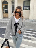Fongt And Winter Sweater Women's New Knitted Shirt Loose Long-Sleeved Bow Tied With Cardigan Coat Top Woman
