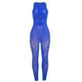 Sexy Jacquard Hollow Sleeveless Solid Color High