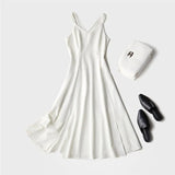 2020 New-Coming Summer Holiday Dress Cross Spaghetti Strap Open Back Solid Beach Style Ankle-Length Women