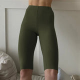 Summer Knitted Women Shorts Soft Cotton Five Point Pants High Waisted and Elasticity Fitness Skinny Short Pants