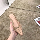 Fongt Sandals Women 2025 Summer French Fairy Wind Gentle Dress Small Heel Tip Net Yarn Point Single Shoes
