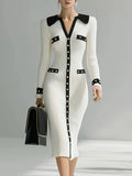 Fongt And Winter High-End Fashion Single-Dcupuncture Knitted Dress Long Bumpy Dress