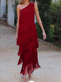 Fashion Tuxedo Slanted Shoulder Asymmetric Dress 2025 Spring And Summer