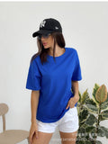 Fongt Spring And Summer New Solid Color Short-Sleeved Women Loose Large-Band Pure Cotton T-Shirt Simple Top